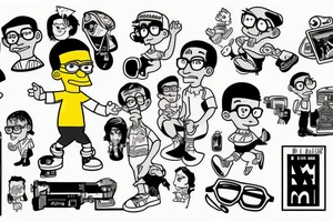 Milhouse from The Simpsons dressed as Will Smith in Men In Black tattoo idea