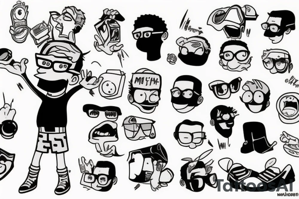 Milhouse from The Simpsons dressed as Will Smith in Men In Black tattoo idea