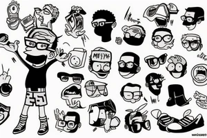 Milhouse from The Simpsons dressed as Will Smith in Men In Black tattoo idea