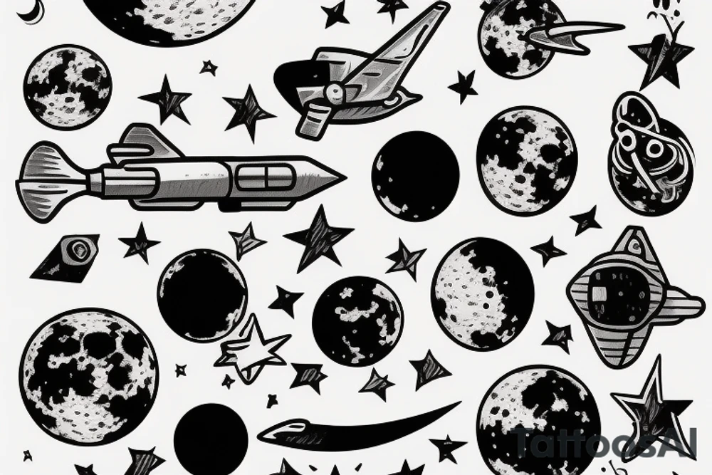 Astronaut hanging on the moon tattoo idea