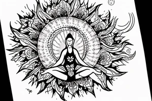 Woman meditating with the sun behind her tattoo idea