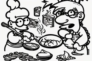 Milhouse cooking pasta on the stove tattoo idea