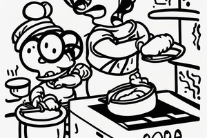 Milhouse cooking pasta on the stove tattoo idea