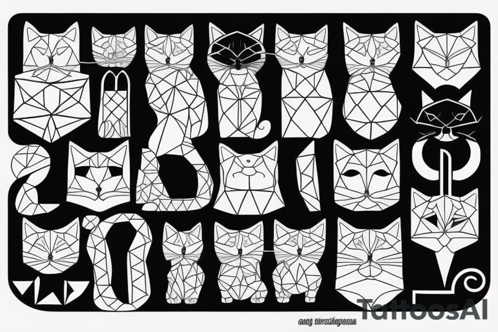 Simple geometric cat tattoo idea