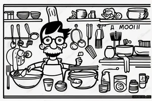 Milhouse cooking pasta on the stove tattoo idea
