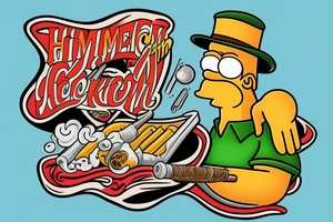 american traditional homer smoking a joint tattoo idea