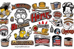 american traditional homer smoking a joint tattoo idea