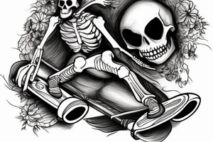 skeleton riding a skateboard tattoo idea