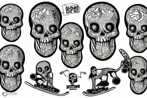 skeleton riding a skateboard tattoo idea