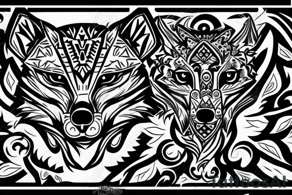 bottom of Wolf face with blue eyes tattoo idea