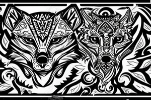 bottom of Wolf face with blue eyes tattoo idea