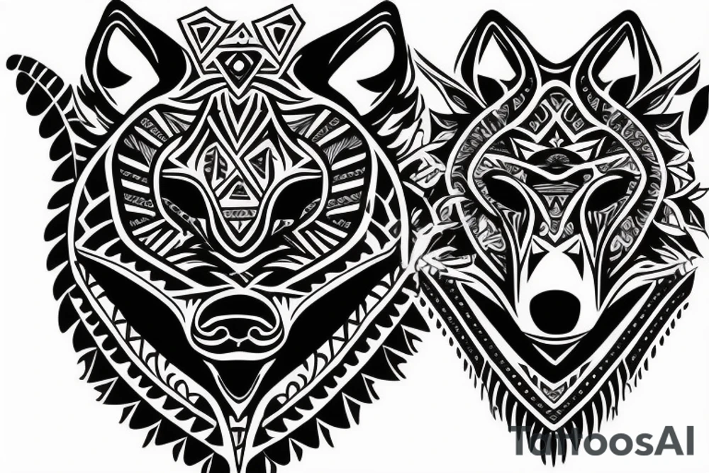 bottom of Wolf face with blue eyes tattoo idea