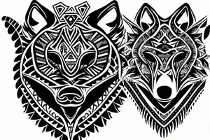 bottom of Wolf face with blue eyes tattoo idea