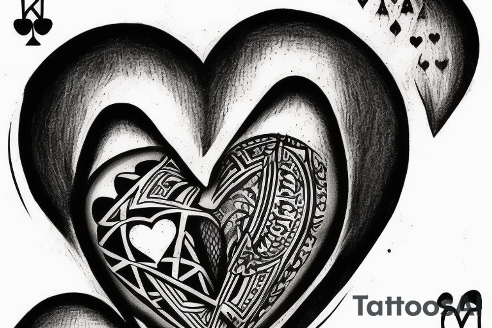 King of hearts card where the king is African tattoo idea