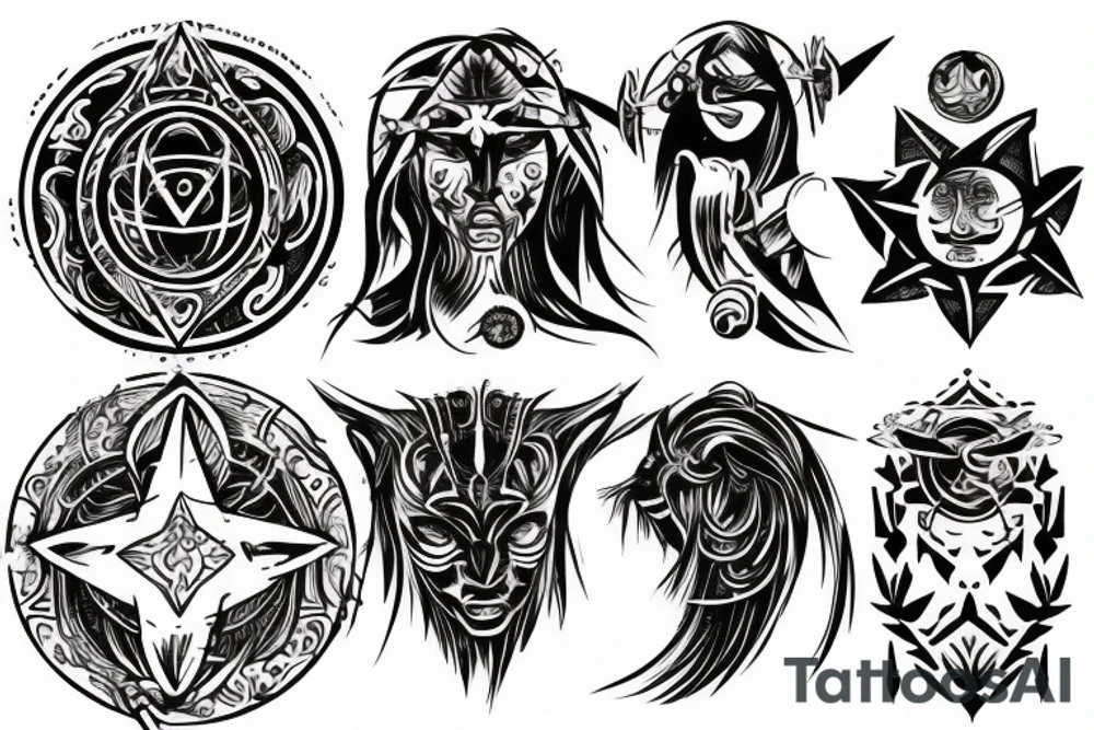 Warrior and astrology combined tattoo idea