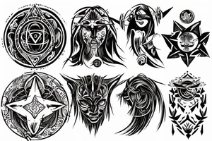 Warrior and astrology combined tattoo idea