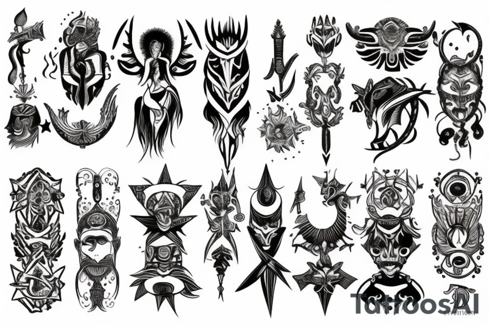 Warrior and astrology combined tattoo idea