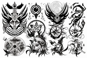 Warrior and astrology combined light looking tattoo idea