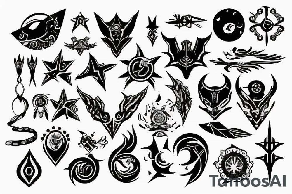 Warrior and astrology combined light looking tattoo idea