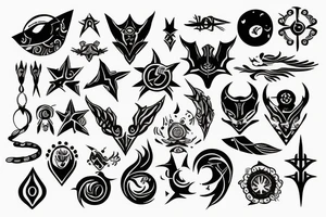 Warrior and astrology combined light looking tattoo idea