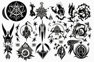 Warrior and astrology combined light looking tattoo idea