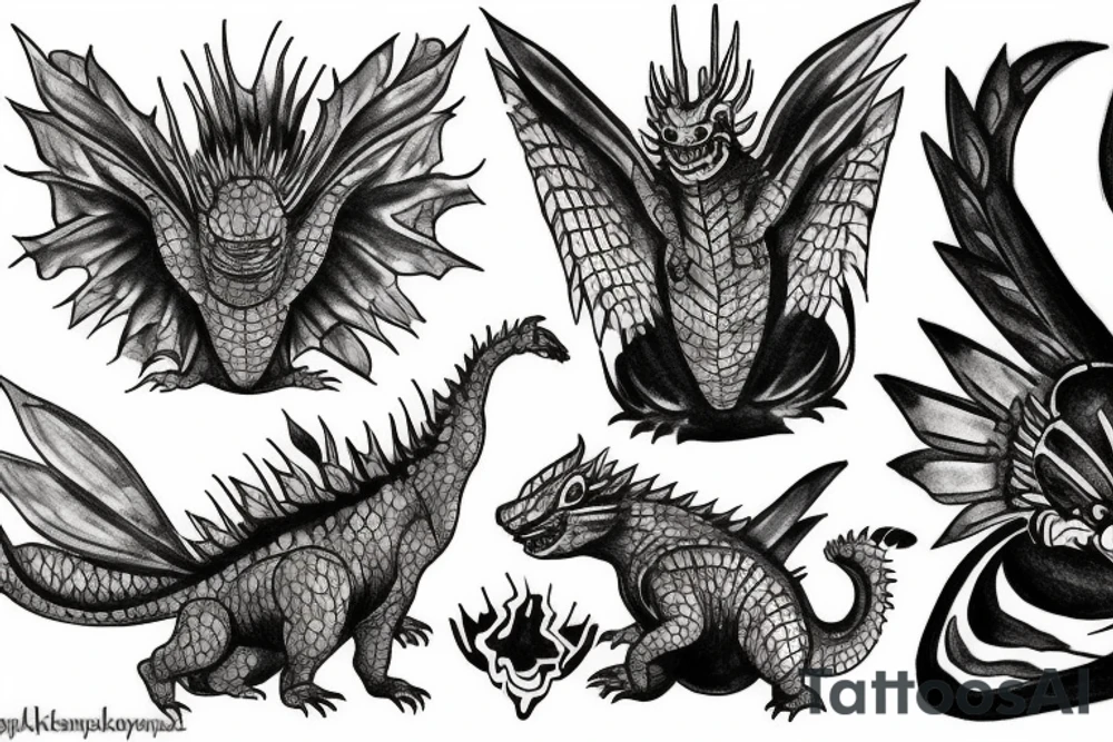 Godzilla and Mothra tattoo idea