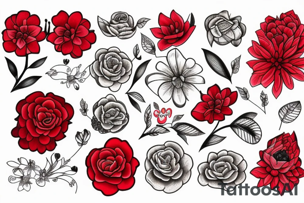 a red flower with litlle whits tattoo idea