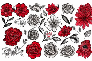 a red flower with litlle whits tattoo idea