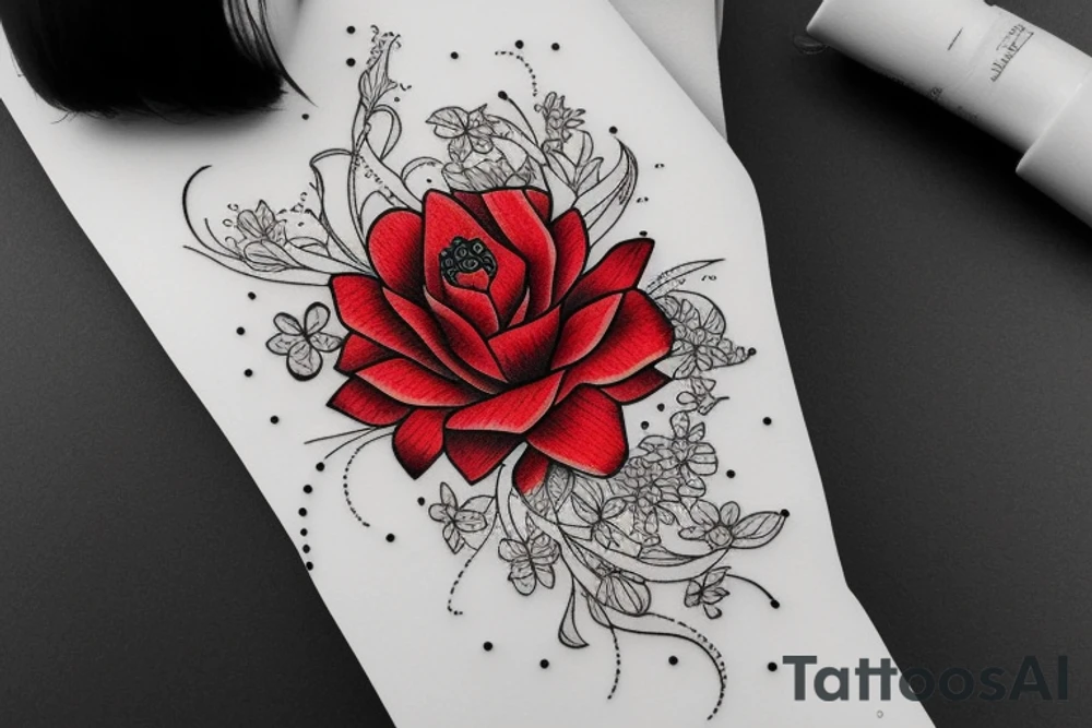 a red flower with litlle whits tattoo idea
