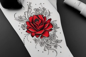 a red flower with litlle whits tattoo idea