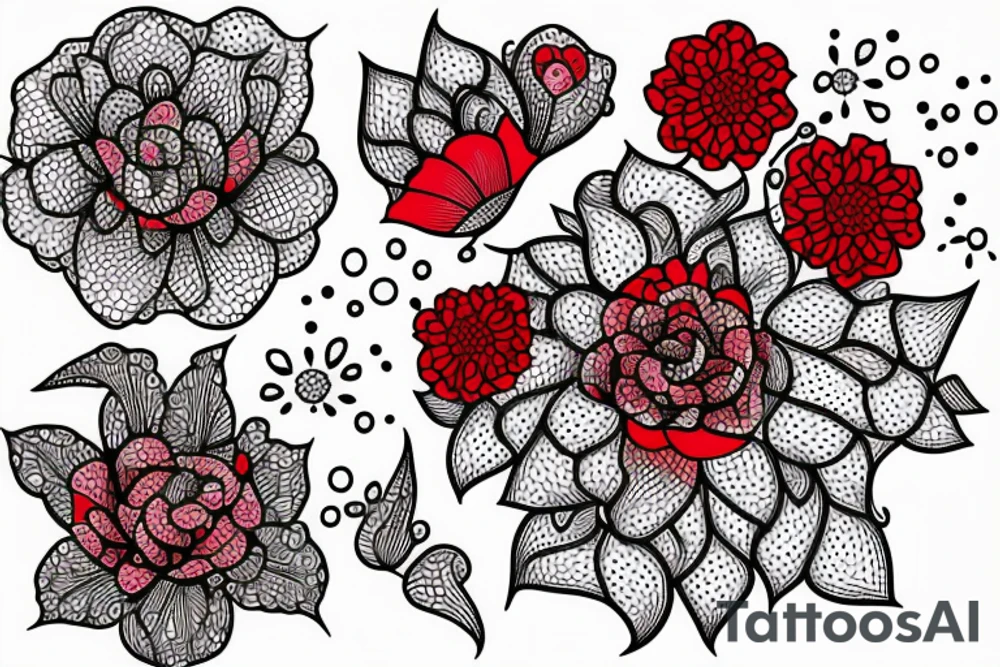 a red flower with litlle dots tattoo idea