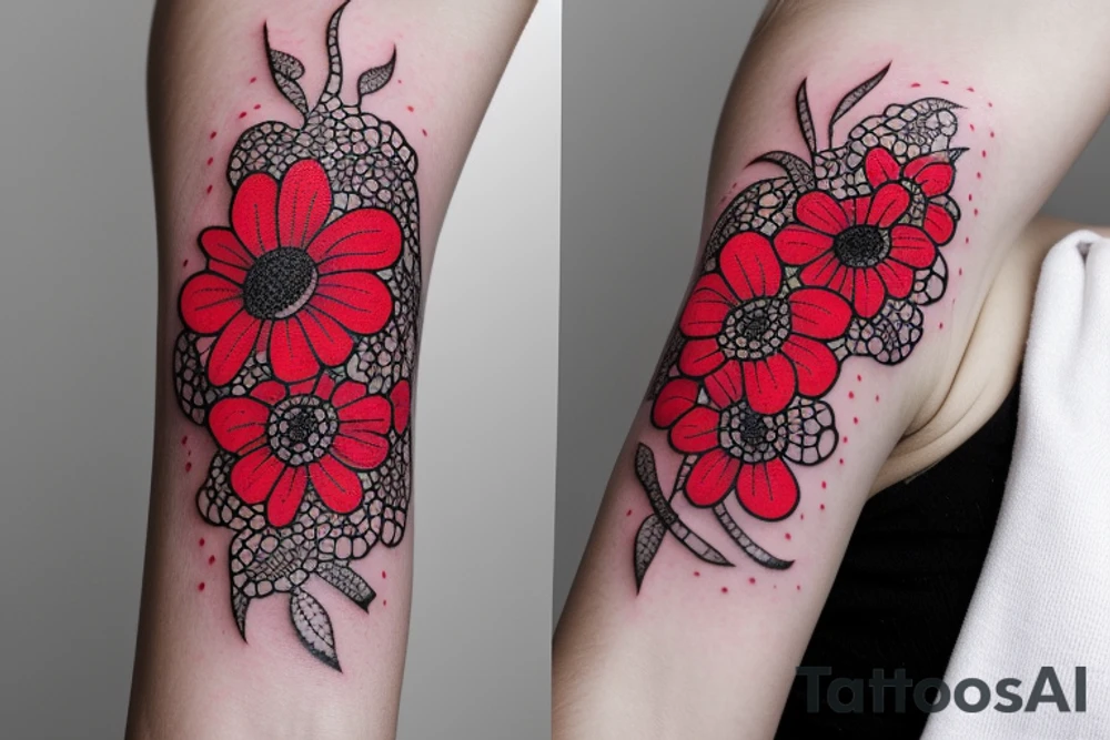 a red flower with litlle dots tattoo idea