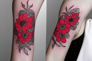 a red flower with litlle dots tattoo idea