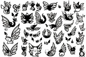 Kitten with fairy wings tattoo idea