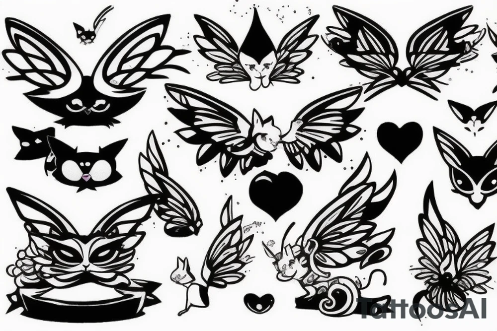 Kitten with fairy wings tattoo idea