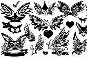 Kitten with fairy wings tattoo idea