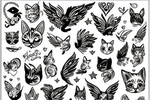 Kitten with fairy wings tattoo idea