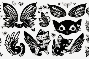 Kitten with fairy wings tattoo idea