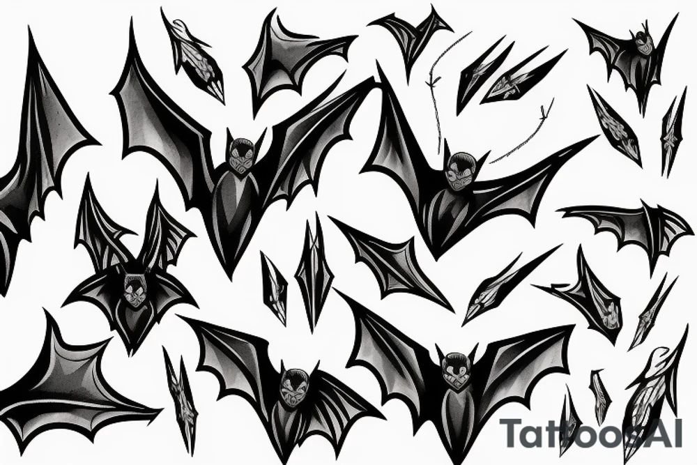Bat with barbed wire around wings tattoo idea