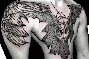 Bat with barbed wire around wings tattoo idea