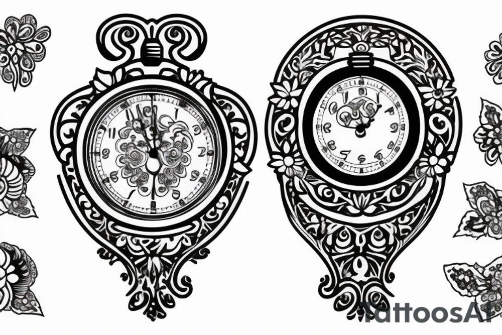 Pocket watch with flowers tattoo idea