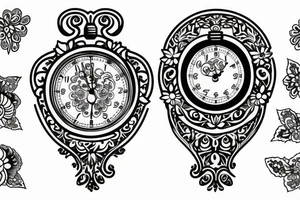 Pocket watch with flowers tattoo idea