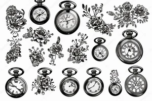 Pocket watch with flowers tattoo idea