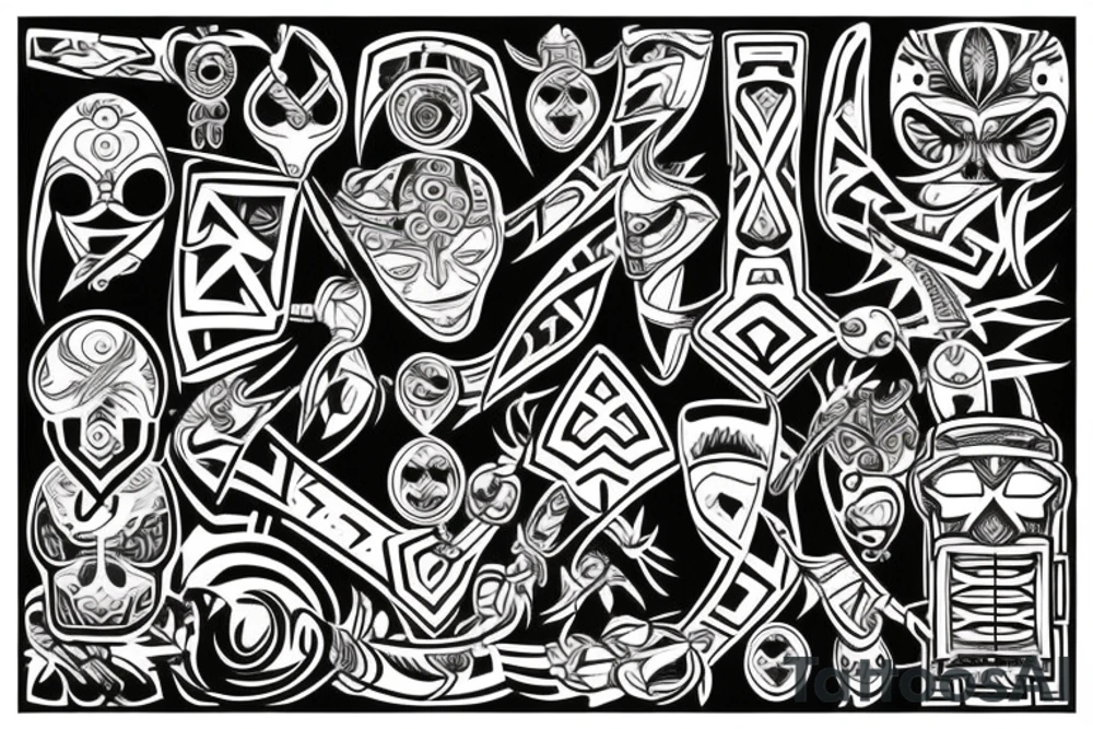 Tribal cyber Sigilism tattoo idea