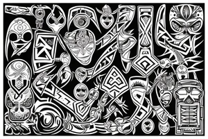 Tribal cyber Sigilism tattoo idea