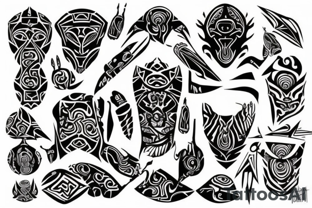 Tribal cyber Sigilism tattoo idea