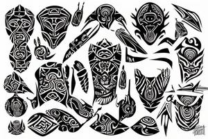 Tribal cyber Sigilism tattoo idea