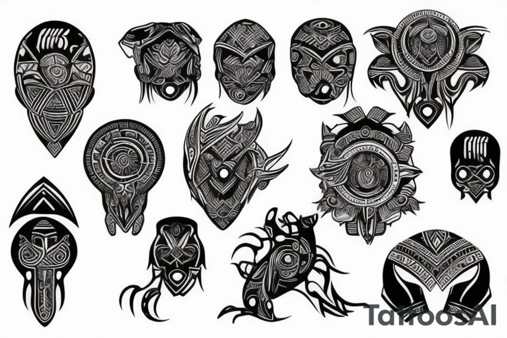 Tribal cyber Sigilism tattoo idea