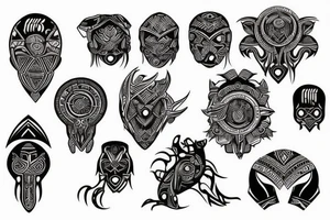 Tribal cyber Sigilism tattoo idea
