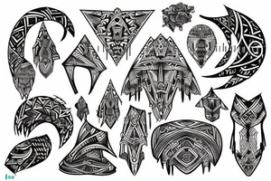 Tribal cyber Sigilism tattoo idea